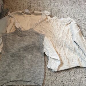 ZARA toddler girls neutral trendy sweater bundle lot of 3 EUC size 2 3 4